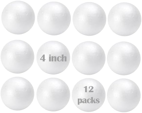 White Craft Foam Balls, 4", 12 Pack